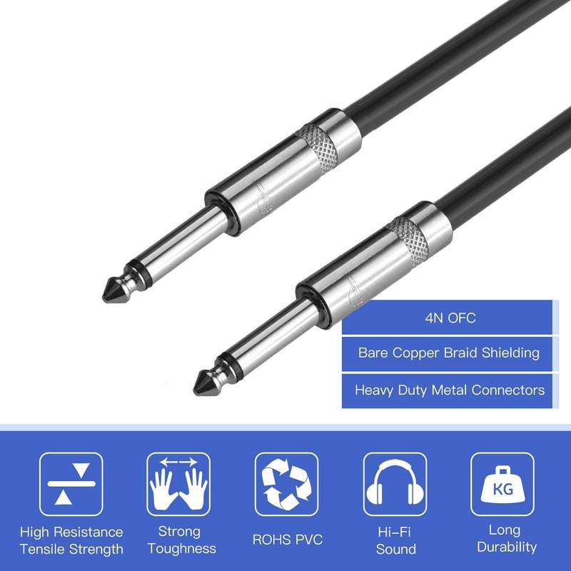 Yuyaokk 2Pack 6 ft 1/4" to 1/4" Speaker Cables, True 12AWG Patch Cords, 1/4 Male Inch DJ/PA Audio Speaker Cable 12 Gauge Wire. - Image 3